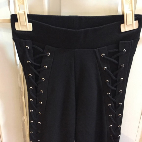 Topshop Black Lace-Up Leggings - Picture 4 of 13